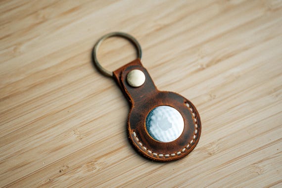 Handmade Leather AirTag Holder, Genuine Leather AirTag Case, Premium Leather Keychain, AirTag Key Ring, AirTag Sleeve