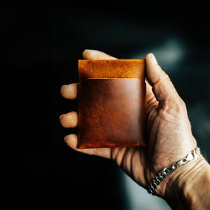 Cartera EDC minimalista, cartera de cuero para efectivo, cartera para efectivo, regalo perfecto para él, regalo perfecto para ella, cartera sin costuras