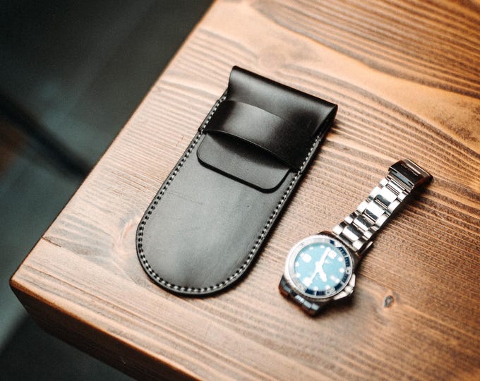 Leather Watch Pouch, Handmade Travel Watch Case, Minimalist Gift for Him