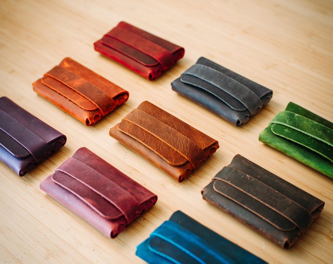 Double Color Leather Wallet – Soft Leather Edition, Handmade Minimalist Card Holder