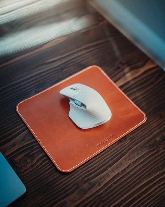 Leather Mouse Pad, Full Grain Veg-Tan Cognac Desk Mat