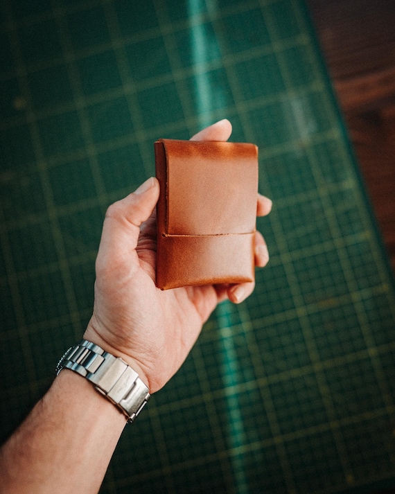 Minimalist XL Glossy Leather Wallet: Handmade Slim Card Holder