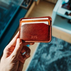 Fully Customizable Handmade Leather Card Holder, Slim Front Pocket Wallet, Slim Card Holder, Ultra Thin Wallet, Everyday Carry Wallet