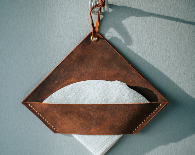 Leather Coffee Filter Holder: Wall-Mounted Pour Over Organizer