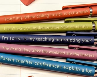 Teacher Personalized Pens｜Set of 5 Custom Laser Engraved Soft Touch Pens｜Teacher Appreciate | Appreciation Week Gift Bulk | Favorite Things
