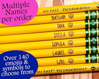 CLASS SET | My First Ticonderoga Beginners Personalized Oversized Pencils Bulk for Teachers | with emojis | Pre-K Kindergarten Grade 1 2