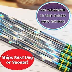 SHIPS FAST Personalized Ticonderoga Noir Pencils Wood #2 Pre-sharpened | Engraved Custom Pencils Right Handed Style  Made in Flatbush
