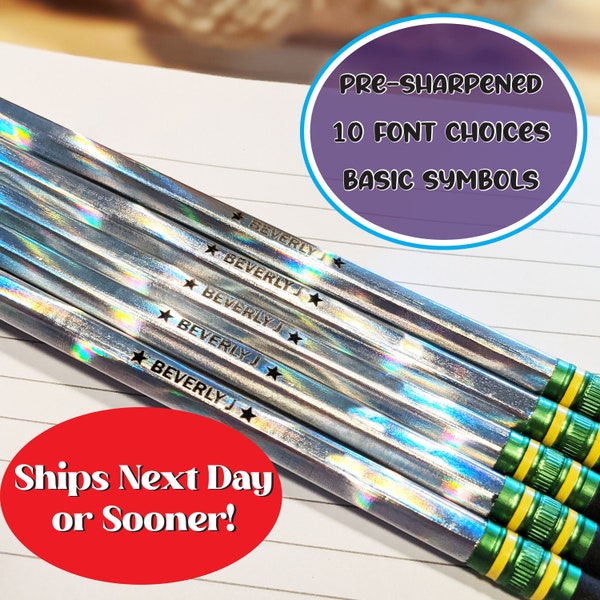 SHIPS FAST Personalized Ticonderoga Noir Pencils Wood #2 Pre-sharpened | 6/12/24 Pack Engraved Custom Pencils Right Handed Style