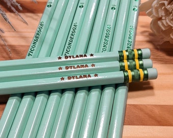 ALL MINT GREEN Personalized Pencils Ticonderoga Pastel Pre-Sharpened Engraved Custom Pencils #2 Ships Fast 4/8/12/24 Pack
