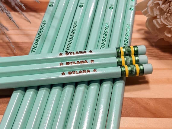 ALL GREEN Personalized Pencils Ticonderoga Pre-sharpened Engraved