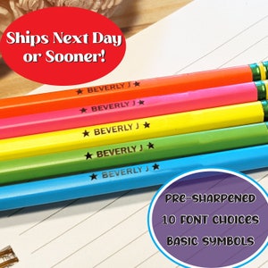 SHIPS FAST Personalized Ticonderoga Neon Pencils Wood #2 Pre-sharpened | 5/10/20 Pack Engraved Custom Pencils  Made in Flatbush