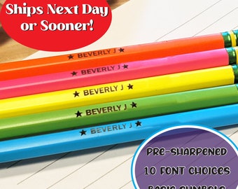 SHIPS FAST Personalized Ticonderoga Neon Pencils Wood #2 Pre-sharpened | 5/10/20 Pack Engraved Custom Pencils Right Handed Style