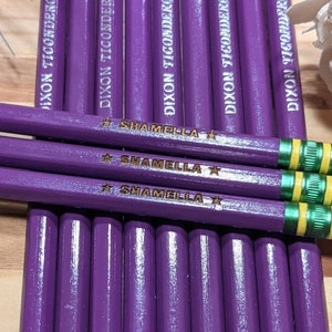 ALL PURPLE Personalized Pencils Ticonderoga Pre-Sharpened Engraved Custom Pencils #2 Ships Fast 4/8/12/24 Pack