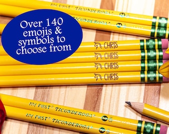 Personalized My First Ticonderoga Beginners Pencils with emojis | Toddler | Pre-K Kindergarten Grade 1 2 3K | unicorn | smiley