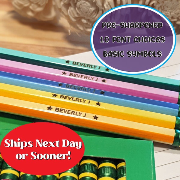 SHIPS FAST Personalized Ticonderoga Striped Pencils Wood #2 Pre-sharpened | 5/10/20 Pack | Engraved Custom Pencils Right Handed