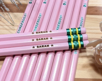 ALL PINK Personalized Pencils Ticonderoga Pastel Pre-Sharpened Engraved Custom Pencils #2 Ships Fast 4/8/12/24 Pack