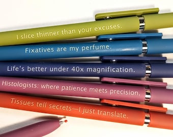 Histologist Personalized Pens｜Set of 5 Custom Laser Engraved Soft Touch Pens｜Funny Gifts for Histology Lab Worker | Graduation gift