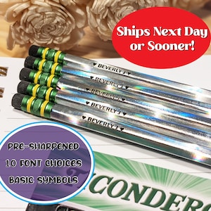 SHIPS FAST Personalized Ticonderoga Noir Pencils Wood #2 Pre-sharpened | 6/12/24 Pack | Engraved Custom Pencils Left Handed Style