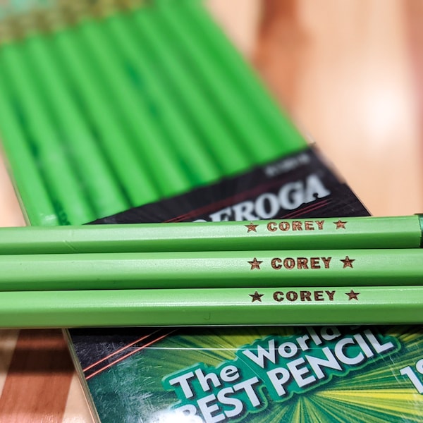 ALL NEON GREEN Personalized Pencils Ticonderoga Neon Pre-Sharpened Engraved Custom Pencils #2 Ships Fast 4/8/12/24 Pack