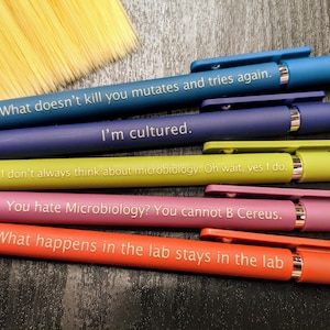 Microbiology Personalized Pens｜Set of 5 Custom Laser Engraved Soft Touch Pens |  Made in Flatbush