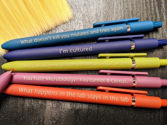 Microbiology Personalized Pens｜Set of 5 Custom Laser Engraved Soft Touch Pens |  Made in Flatbush