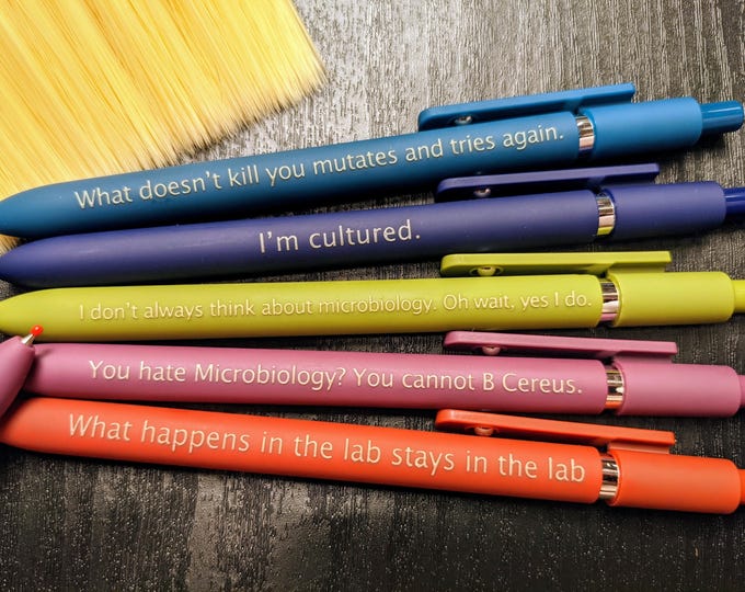 Microbiology Personalized Pens｜Set of 5 Custom Laser Engraved Soft Touch Pens |  Made in Flatbush