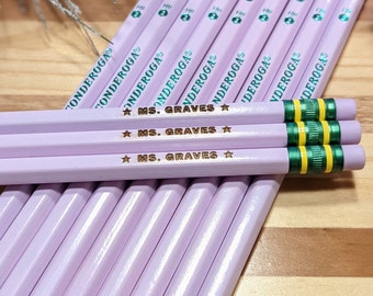 ALL PURPLE Personalized Pencils Ticonderoga Pastel Pre-Sharpened Engraved Custom Pencils #2 Ships Fast 4/8/12/24 Pack