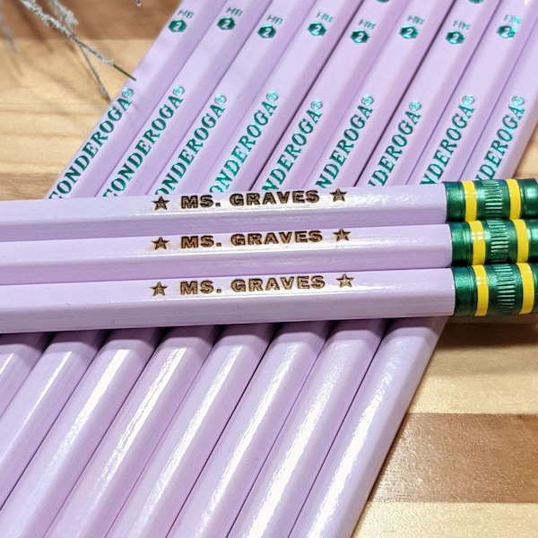 ALL PURPLE Personalized Pencils Ticonderoga Pastel Pre-Sharpened Engraved Custom Pencils #2 Ships Fast 4/8/12/24 Pack