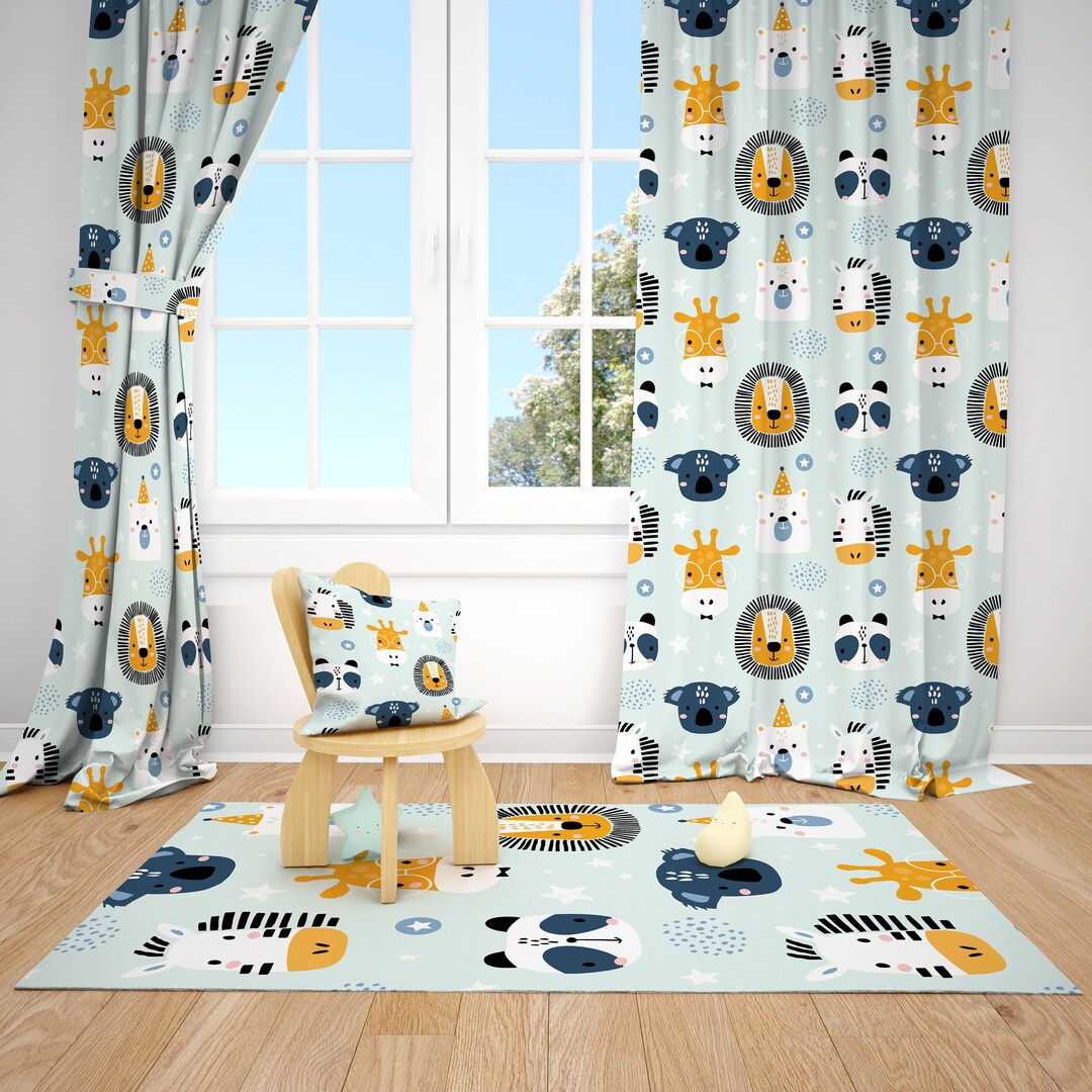 Sweet Baby Lion Curtain Safari Curtains Nursery Curtains Etsy