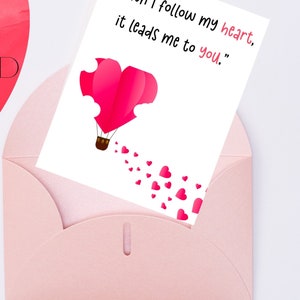 Carte Saint Valentin l quand je suis mon cœur l amour l Carte de vœux A2 l rouge et rose l ballon l amour l amitié l ami famille l