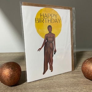 Melanine-verjaardagskaart - fijne verjaardag - wens je een fijne kaart - I've - bruin - geel - speciaal - zwarte meid