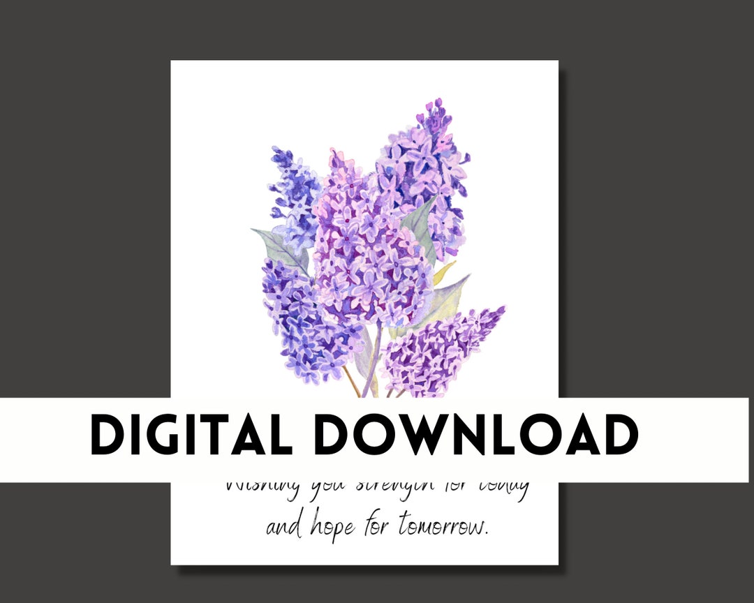Printable Purple Sympathy Card L Wishing for Strength and Hope L Purple ...
