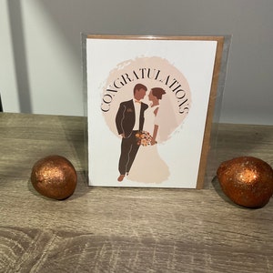 Carte de mariage - amour - mariés - félicitations - mélanine - beige - marron -