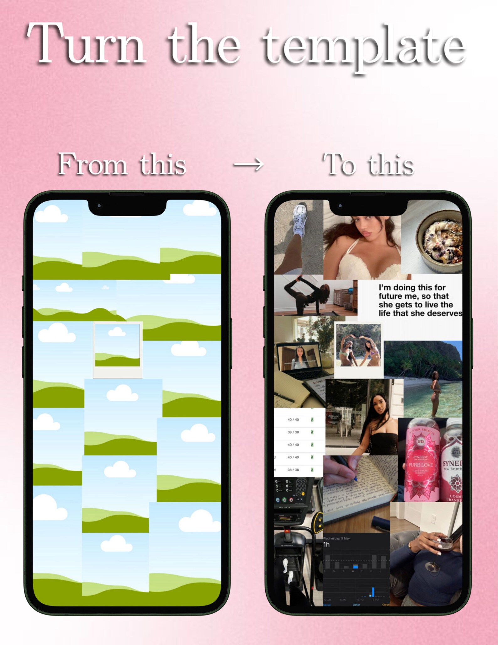 2024 Vision Board Template Wallpaper, That Girl Vision Board Printable
