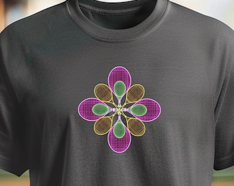 Tennis T Shirt. Neon racket flower. | Tennis Game Shirt |Tennis T-Shirt | Tennis Lover Shirt | Sports T-Shirt