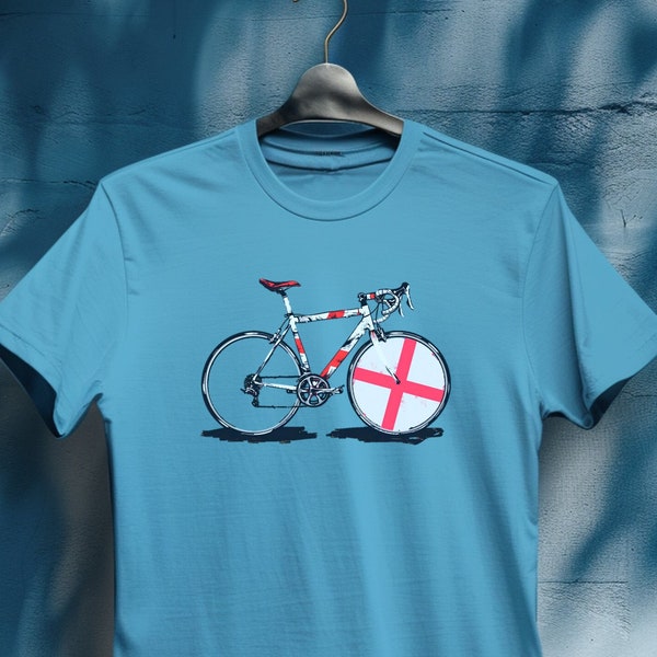 Cycling T Shirt. England bike disc wheel 2. Bike gift | Bike T Shirt | Bicycle T Shirt | Cycling | Cycling gift  | St. George Cross