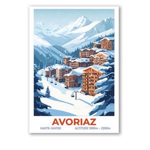 Avoriaz Ski Poster A4 Print Only | Ski Print | Ski Gift | Vintage Ski Poster | Travel Poster | Alps | Ski Resort poster