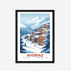 Avoriaz Ski Poster Framed | Ski Print | Ski Gift | Vintage Ski Poster | Travel Poster | Avoriaz | Ski Resort poster | Portes du Soleil