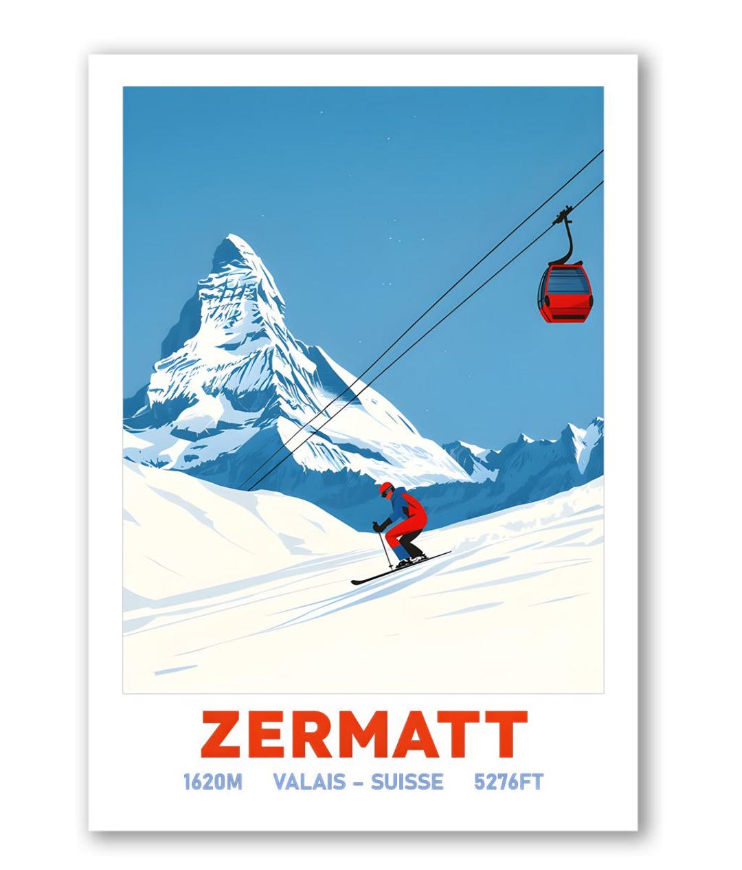 Zermatt Ski Poster Print Only | Ski Print | Ski Gift | Vintage Ski ...