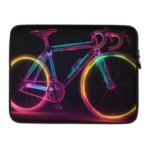 Laptop sleeve. Neon bike. Cyclist gift. Bike commuter.