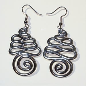 Handmade Aluminum Wire Spiral Earrings • Boho Dangle Jewelry