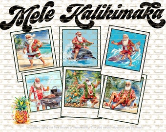 Mele Kalikimaka surfing Santa PNG, Christmas in July, Hawaii, Aloha, Santa on vacation, Sublimation Png, Digital Download png, Dakine png