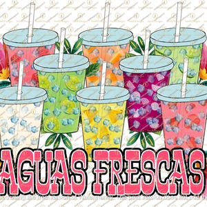 Aguas Frescas cups Png PINK , Sublimation Png, Instant download, Hand Drawn art, Mexican Png, Trendy Summer Png, Mexican Mom Tee