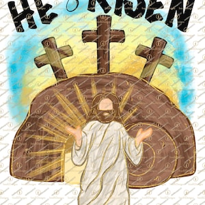 Er ist auferstandener Auferstehungssonntag, Oster christliche PNG, Sublimationsdesigns, beliebte christliche PNG-Dateien für Sublimation, Jesus Designs,