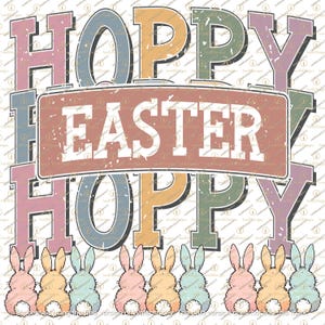 Lapins de Pâques houblonnés png, pastel rétro, sublimation png, téléchargement numérique png, queues de lapin de Pâques, Bonjour printemps png, pâques mignonnes