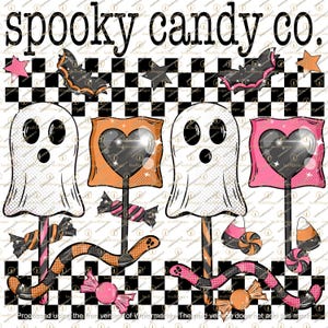 Spooky Candy Co.,Cute Halloween treats PNG for sublimation,Spooky vibes,Cute ghost,Trick or treat, Girly Halloween Png ,Spooky lollipop,