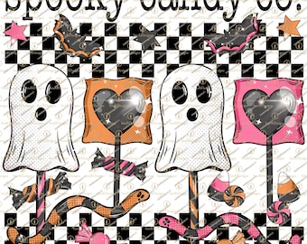 Spooky Candy Co.,Cute Halloween treats PNG for sublimation,Spooky vibes,Cute ghost,Trick or treat, Girly Halloween Png ,Spooky lollipop,