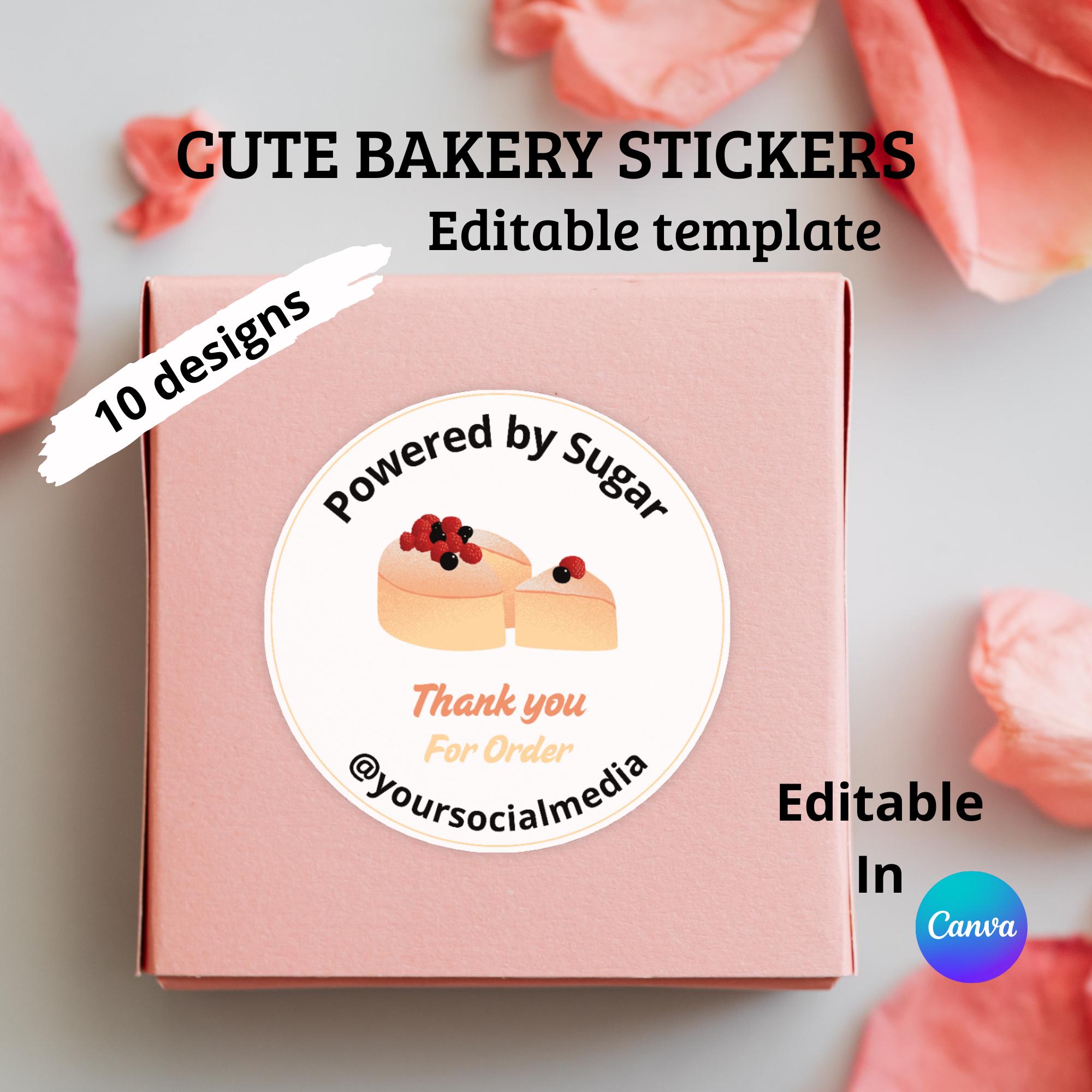 Cakes Production Sticker Editable Bakery Sticker Template | Canva Cake Label Design | Bakery ...