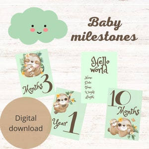 Tappe fondamentali del bambino stampabili, album dei ricordi del bambino, tappe fondamentali digitali, ricordi della crescita del bambino, primo anno di vita del bambino, regali per baby shower, ricordo