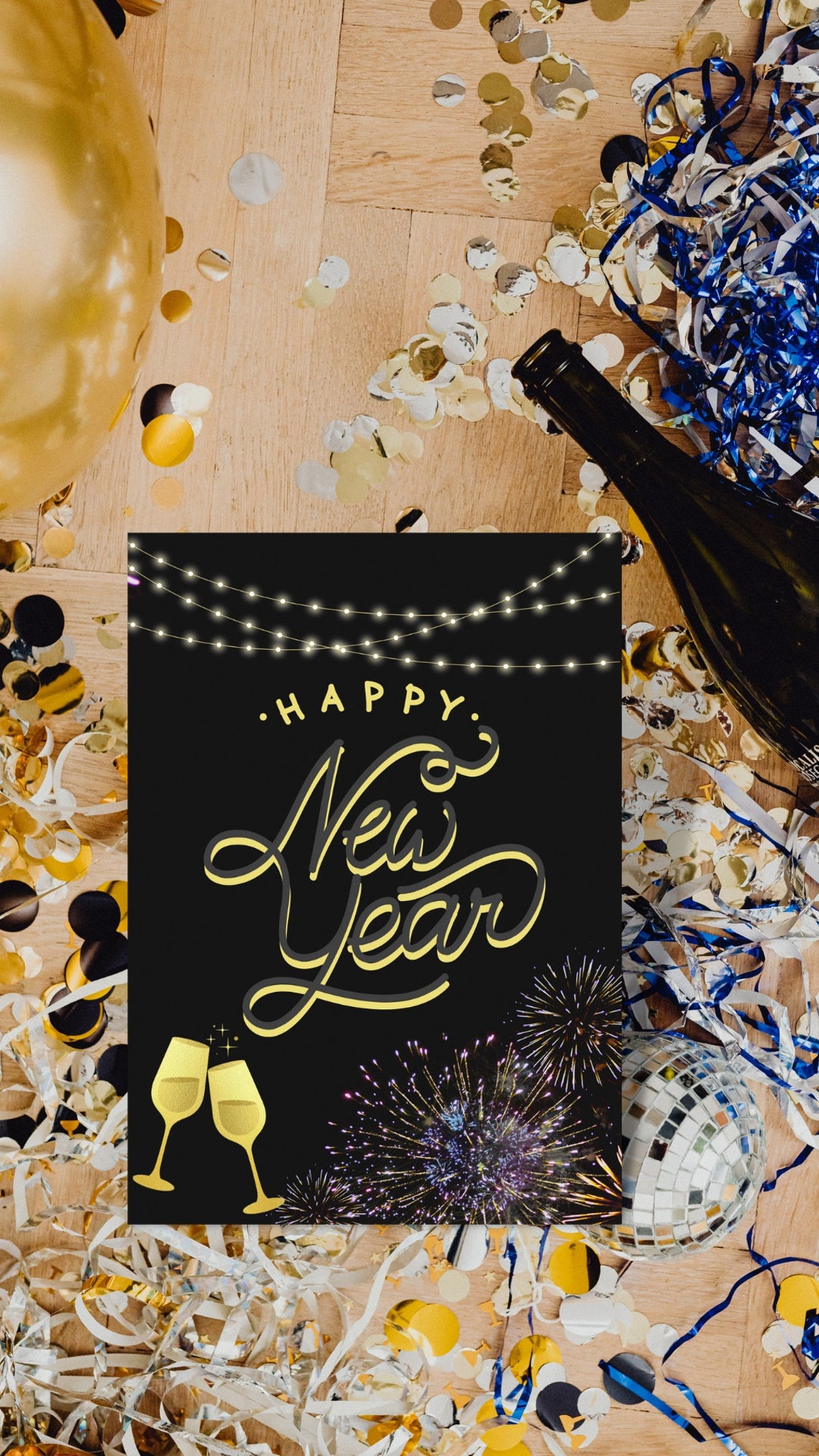 Happy New Year Greeting Card Printable, Holiday Greetings, Digital ...